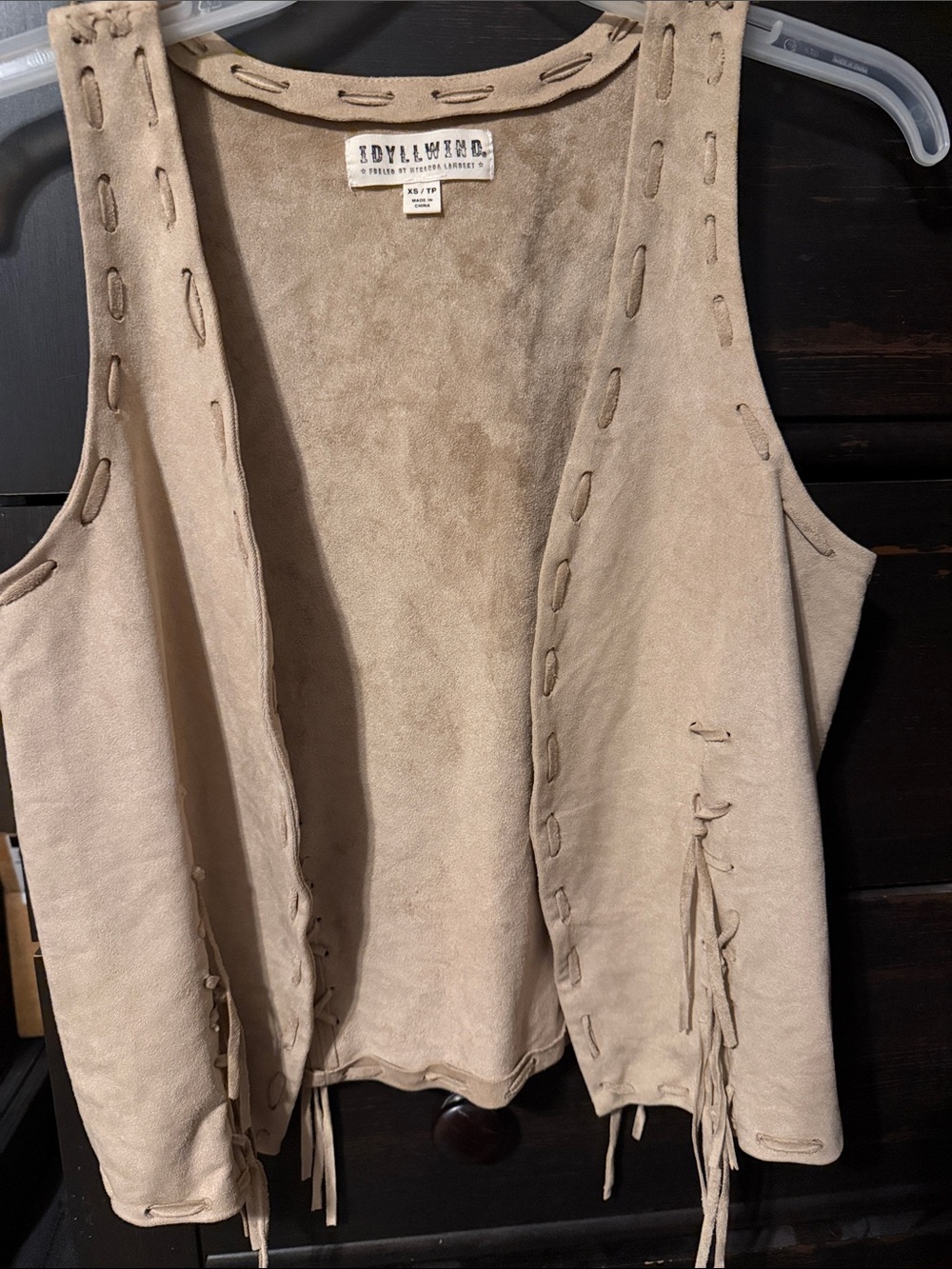Idyllwind Taupe Suede Fringe Vest